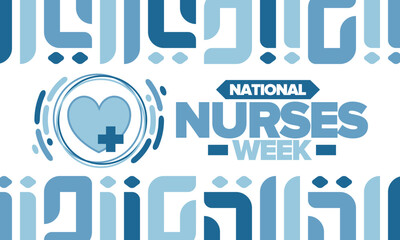 National Nurses Week. Medical and health care concept. Fighters against viruses and diseases. Thank you nurses. In honour of the nurses and doctors. Celebrated annual in United States. Vector poster