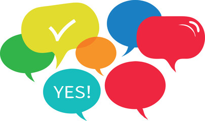 Speech bubbles in different shapes and colors