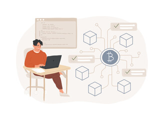 Blockchain tech architect isolated cartoon vector illustrations.