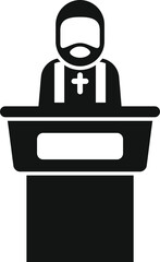 Priest speaking from tribune icon, christian church ceremony