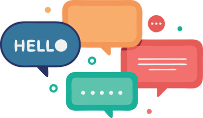 Colorful speech bubbles with hello text