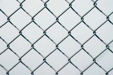 Fototapeta premium Closeup of chain link fence pattern in daylight wire mesh concept
