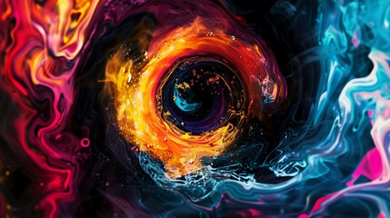 Dynamic streaks of colorful liquids against a clean, white background. Dynamic splashes of colorful liquids against a dark background, highlighting the vibrant hues and motion.