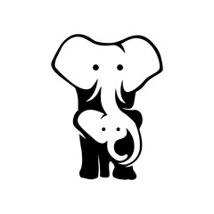 Mom And Baby Elephant Vector