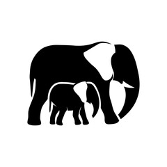 Mom And Baby Elephant Vector