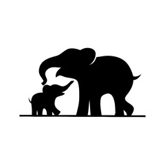 Mom And Baby Elephant Vector