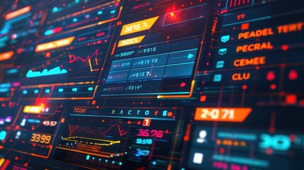 Obraz premium high-tech depiction of a financial regulatory compliance dashboard, with alerts and statuses highlighted in various colors