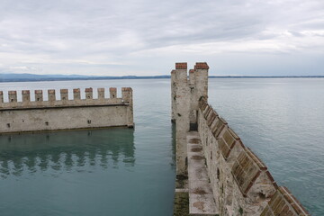 Scaliger castle in the historical center of Sirmione town near Garda lake in Italy.