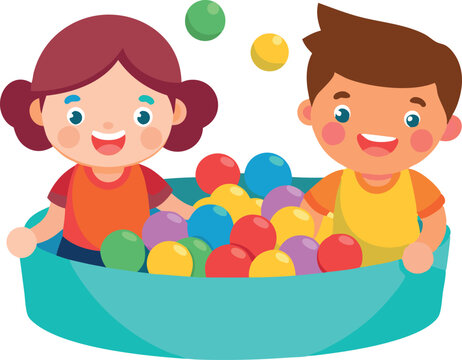 Kids playing in a ball pit together