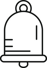 Simple black outline icon of a bell hanging and ringing to signal something