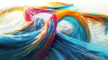 conceptual image of financial synergy in a merger or acquisition, visualized as intertwining colorful streams merging into a powerful river