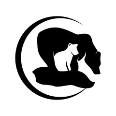 Mom And Baby Bear Vector