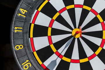 The red dart successfully hits the target. Marketing and successful setup of an advertising...