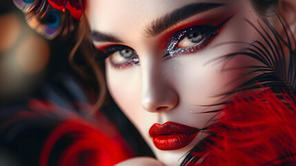 Fototapeta premium portrait of a woman with red lips