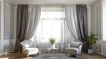 Gorgeous window drapes in a chic interior room