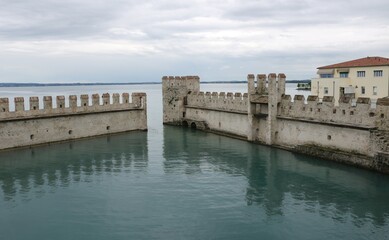 Scaliger castle in the historical center of Sirmione town near Garda lake in Italy.