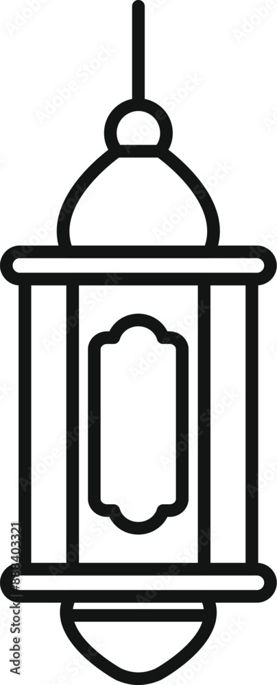 Sticker line art icon of a traditional lantern hanging, celebrating the holy month of ramadan