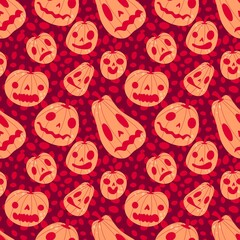 Halloween pumpkins seamless monsters pattern for wrapping paper and fabric