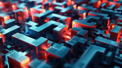 Obraz premium digital concept art depicting the strategy of a hedge fund, visualized as a labyrinth of decisions and outcomes