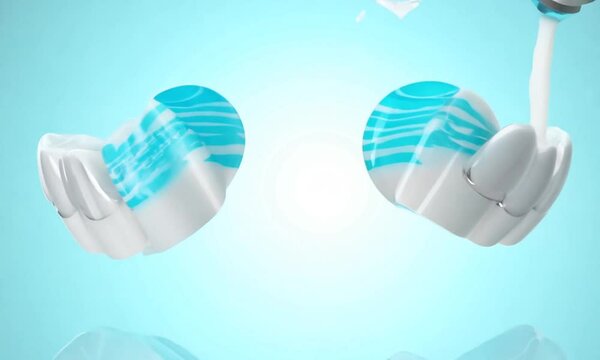 toothpaste or mouthwash product remove bacterial and food stuck from teeth. oral hygiene and dental product concept