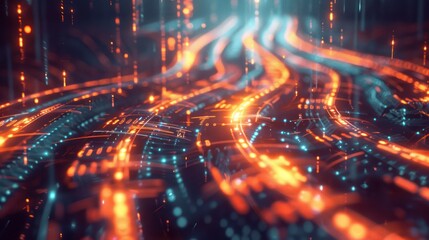 high-resolution digital representation of a corporate capital reallocation, visualized as glowing streams redirecting from one department to another