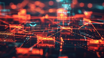 Obraz premium digital tool for tracking and managing corporate credit lines, displayed as a network of connections between banks and the company