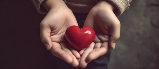 Fototapeta premium Hands Holding a Red Heart
