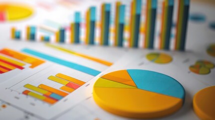 Conceptual pie charts and bar graphs representing corporate financial allocations and budgeting