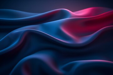 Fototapeta premium Abstract waves of red and blue fabric capturing movement texture and modern artistic expression against a dark background