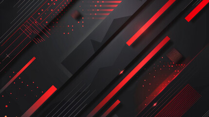 Sleek black and red design with geometric shapes and color gradients. Great for backgrounds and covers.