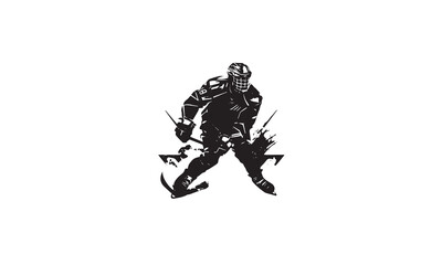 Ice Hockey Silhouette , logo, emblem template on White Background