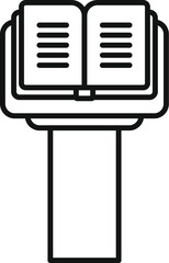 Open book standing on wooden lectern, suggesting someone giving a speech during a conference