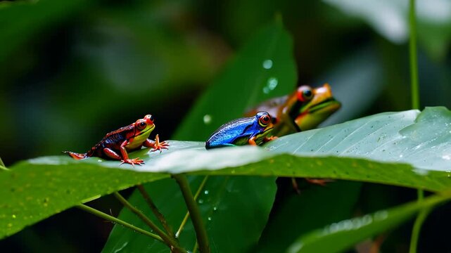 frogs on a leaf