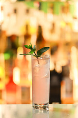 Pink cocktail with mint