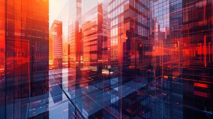 Fototapeta premium Conceptual artwork of capital structuring in a corporation, visualized as an architecturally structured cityscape