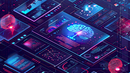 Fototapeta premium A illustration of artificial intelligence and machine learning within a business context illustrating internet technology