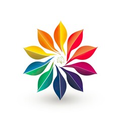 Fototapeta premium Colorful Abstract Flower with Symmetrical Leaf Design