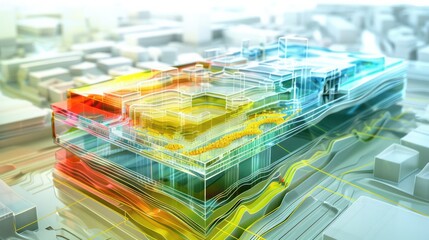 interactive 3D model of a treasury's capital structure optimization, with layers of debt and equity visually differentiated