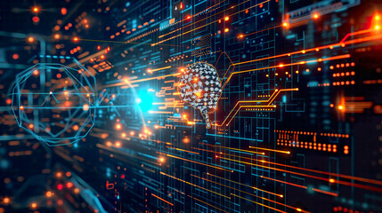 Fototapeta premium A image of artificial intelligence and machine learning within a business context illustrating internet technology