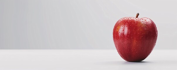 Red apple with a stem isolated on white