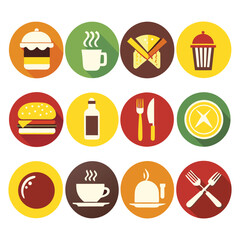 Flat Design Fast Food Icon Set  vector