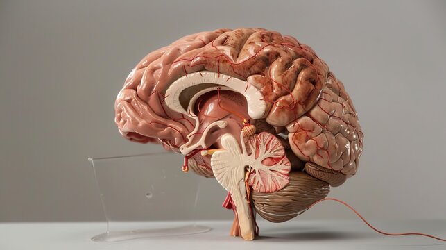 Model of the human brain anatomy, useful for medical studies.