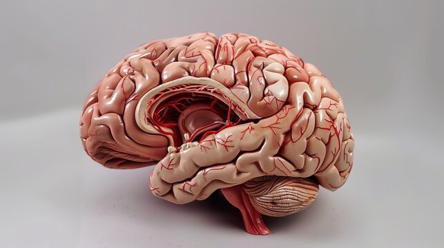 Model of the human brain anatomy, useful for medical studies.