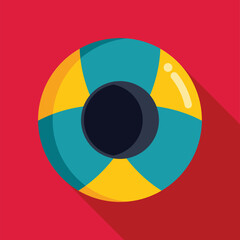 Colorful inflatable beach ball is floating on water, perfect for summer vacation fun