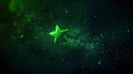 Glowing green star in the night sky