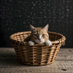 Cut cat in basket