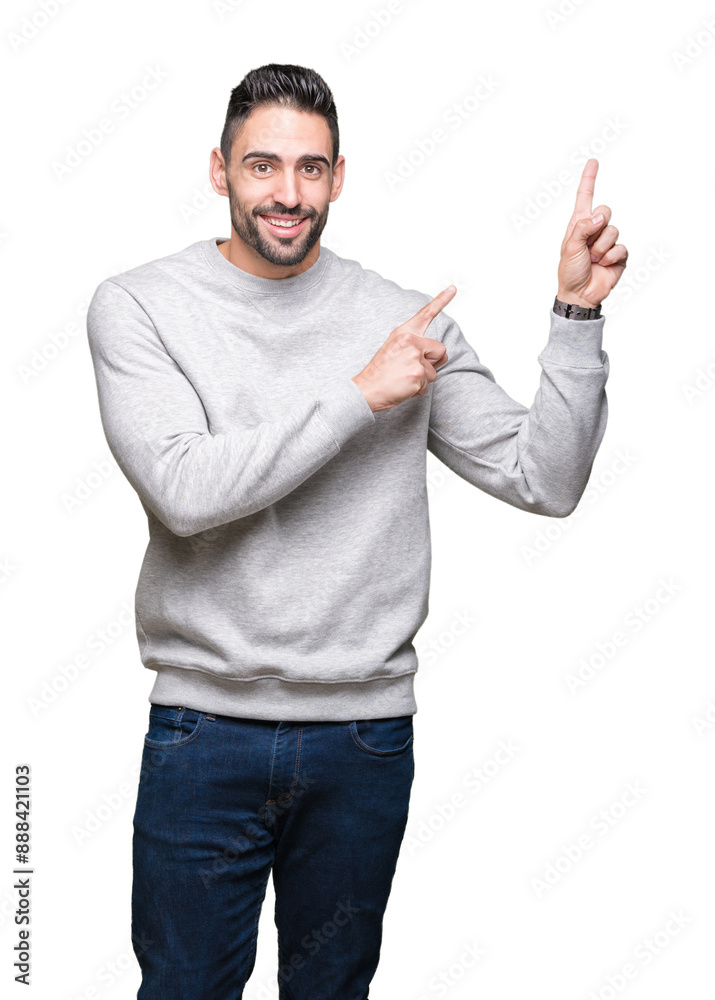 Canvas Prints young handsome man wearing sweatshirt over isolated background smiling and looking at the camera poi