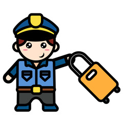 
polisi memegang koper 
police holding suitcase