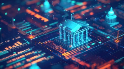 modernized view of a treasury's debt management operations, with graphical interfaces showing terms and conditions of various debts