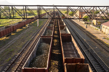 Fototapeta premium Construction works of train lines, newly built, renovated train lines, construction concept